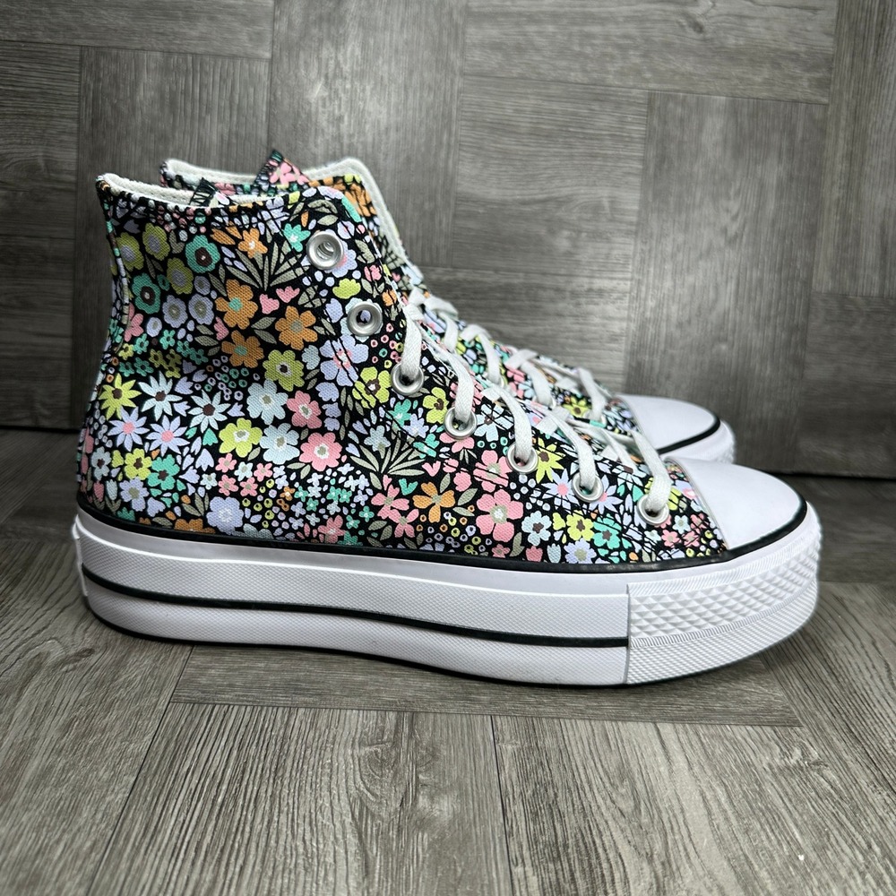 Converse Platform Sneakers Women 6 Floral Ditsy Black Multi Canvas NEW